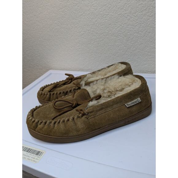 BEARPAW Mens Size 9 Moc II Hickory Suede Upper Sheepskin Lining Footbed Slippers - Picture 3 of 7